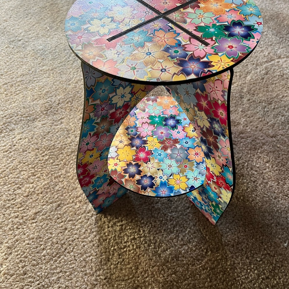Floral Patterned Fold Up Stool/Plant Stand